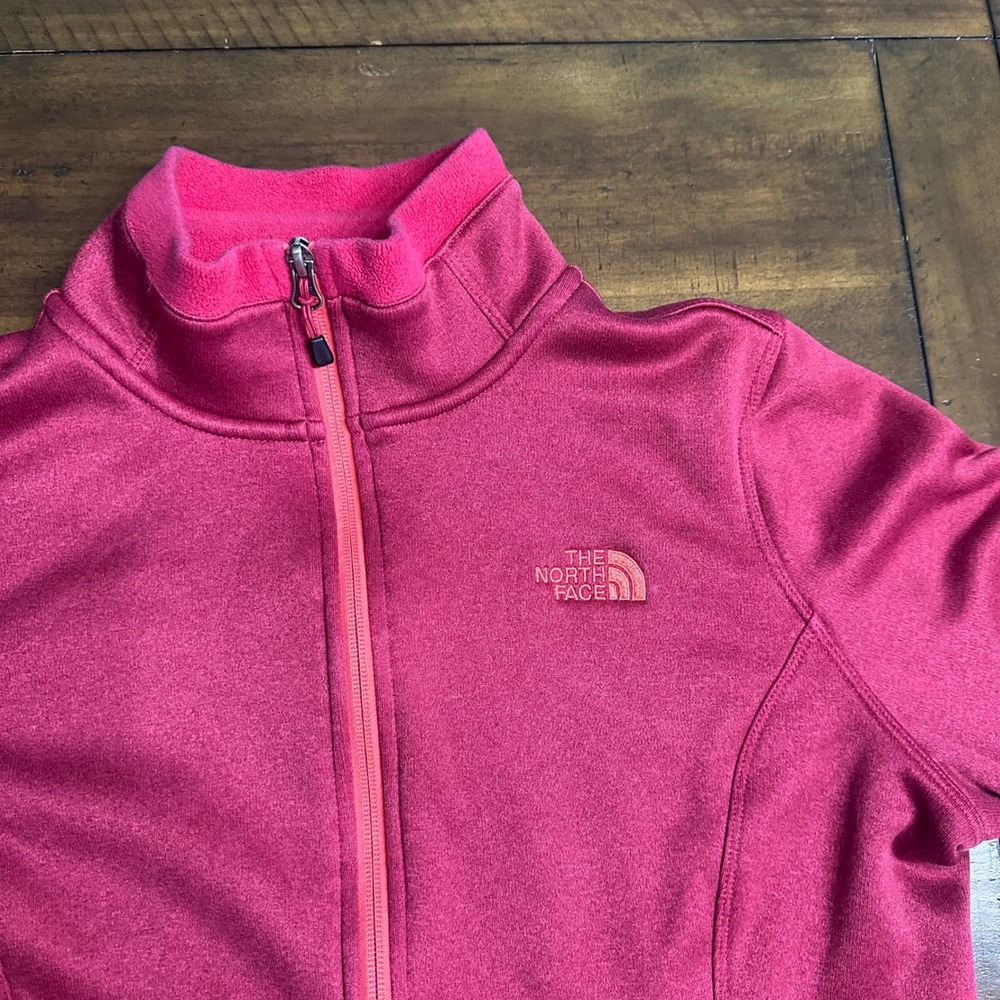 The North Face Agave Full Zip‎ Fleece Jacket Womens Large Pink Heather Mock Neck - Picture 2 of 10